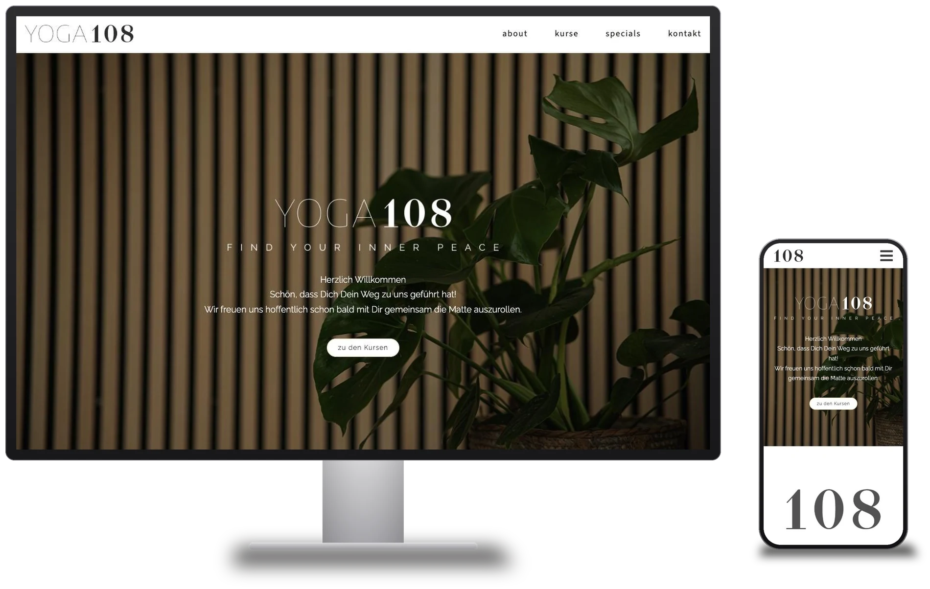 yoga-1-0-8.de auf Monitor und Smartphone (Mockup) – Screenshots vergrößern
