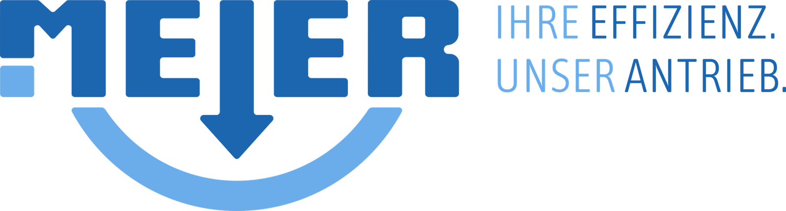Neues Heinrich-Meier-Logo mit Bogen, Pfeil und Claim „Ihre Effizienz. Unser Antrieb.“