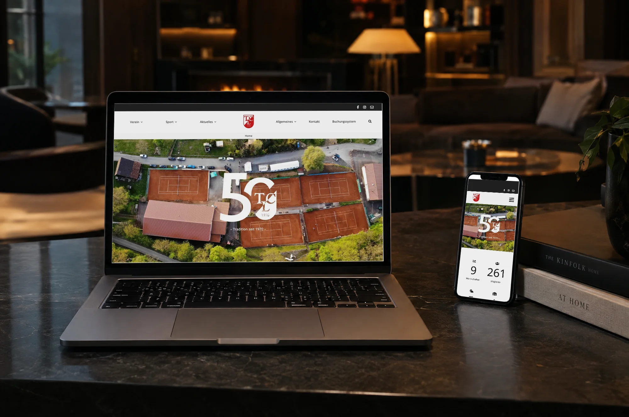 tc-lomersheim.de auf Laptop und Smartphone (Mockup) – Screenshots vergrößern